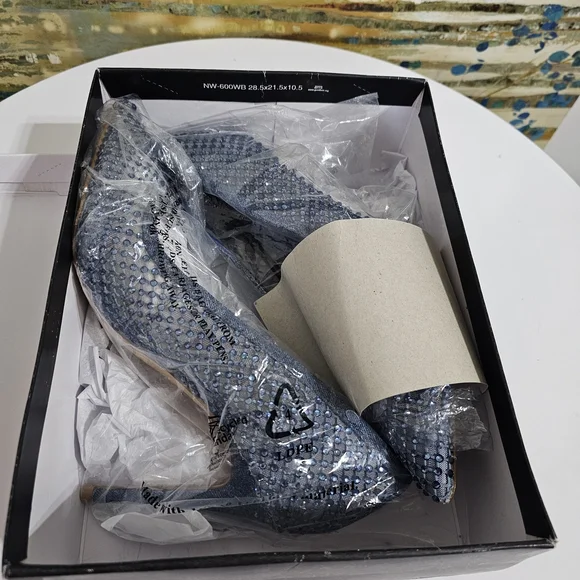 Nine West Freshe Denim Rhinestone Mesh Stiletto Pumps New Size 10 - Picture 16 of 16